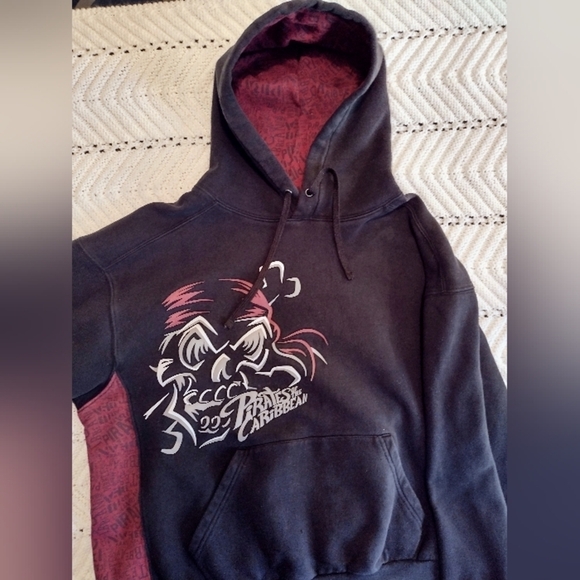 Pirates of the  Caribbean Large Hoodie Sweatshirt (Raised Graphic) Vintage - Picture 2 of 10